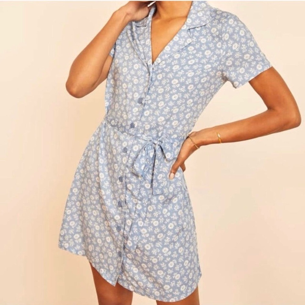 Reformation Blue Floral Mini Dress